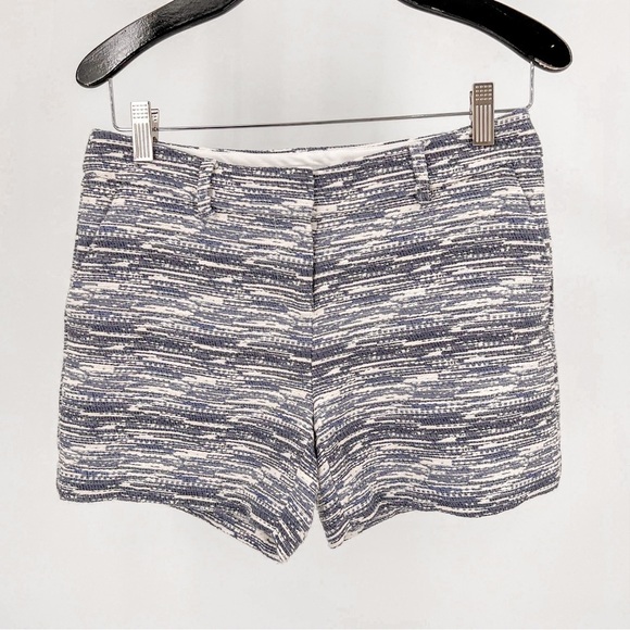 Katherine Barclay Womens Blue Silver Boucle Shorts Pockets Cotton Blend - Picture 1 of 4